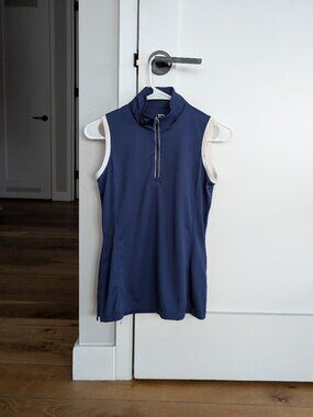 EPNY Sleeveless Contrast Trim Convertible Collar Golf/Tennis Polo